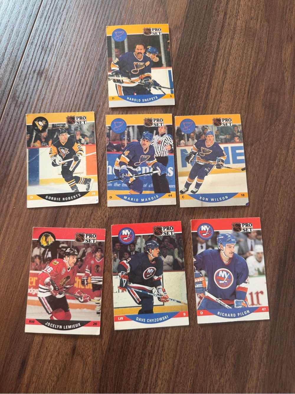 (5/$5 Deal) 1990 Pro Set NHL Trading card Bundle - 7 cards included